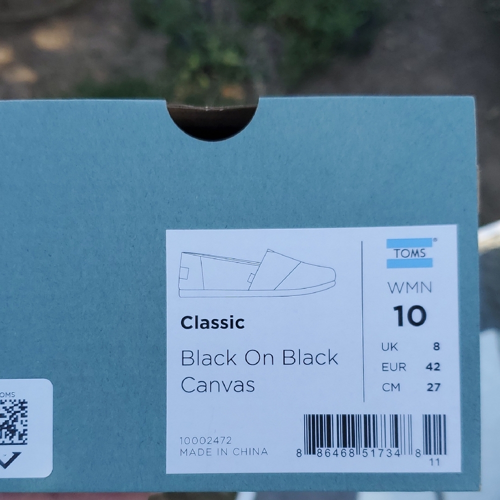 Toms Alpargata Black On Black Women's Size 10 GUC In Box - Picture 5 of 11